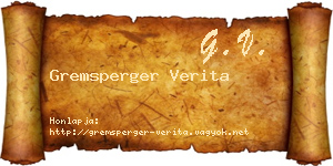Gremsperger Verita névjegykártya